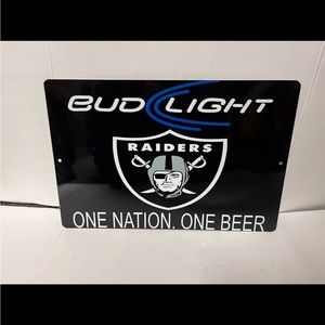 BudLight One Nation one beer Raiders NFL metal tin sign